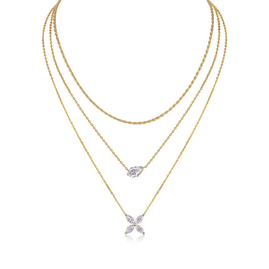 Chic Women's Silver Necklace with Sparkling Moissanite
