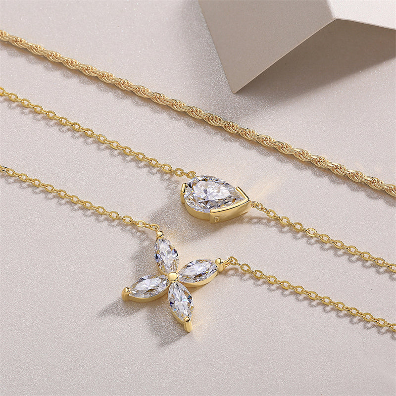Chic Women's Silver Necklace with Sparkling Moissanite