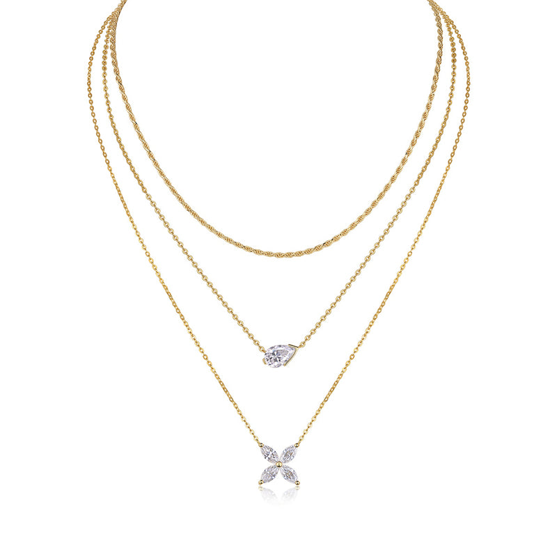 Chic Women's Silver Necklace with Sparkling Moissanite