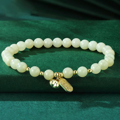 Chinese Persimmon Bracelet 925 Silver Jade Lucky Charm