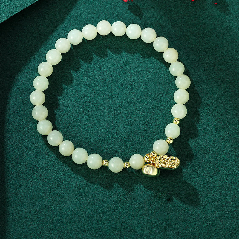 Chinese Persimmon Bracelet 925 Silver Jade Lucky Charm