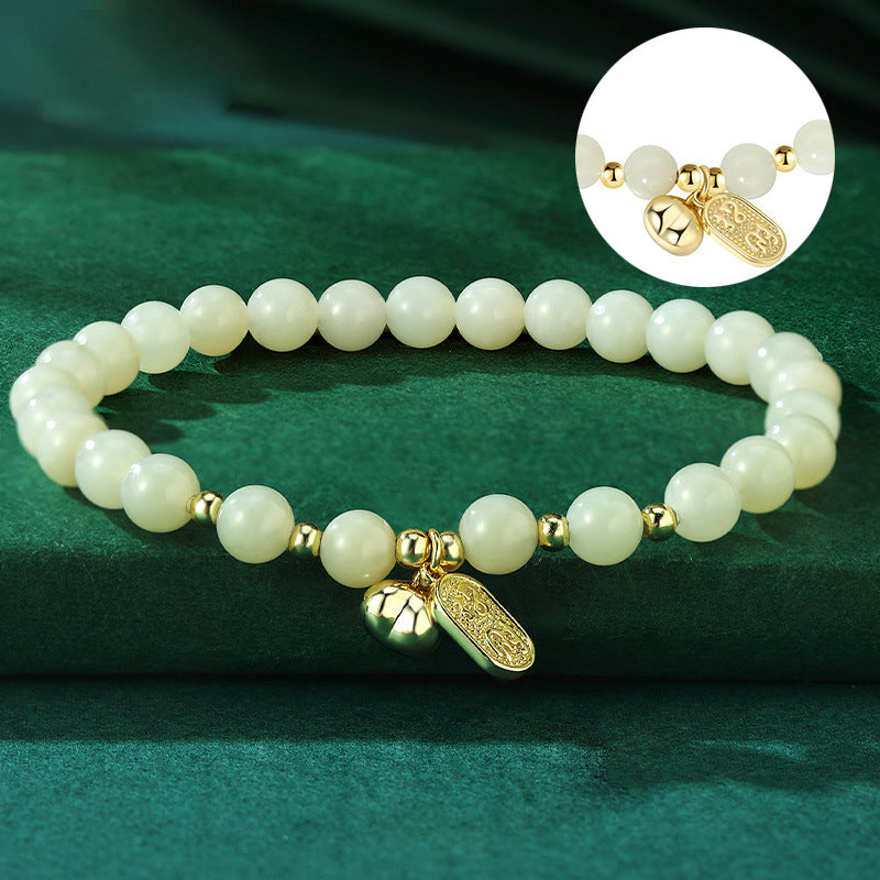 Chinese Persimmon Bracelet 925 Silver Jade Lucky Charm