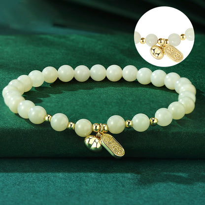 Chinese Persimmon Bracelet 925 Silver Jade Lucky Charm