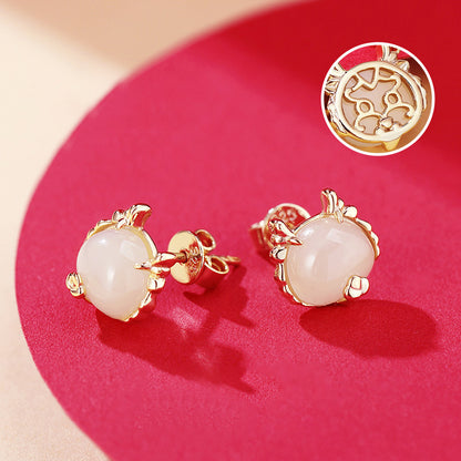 925 Sterling Silver Dragon Jewelry Set - Chinese Zodiac Earrings, Necklace & Bracelet