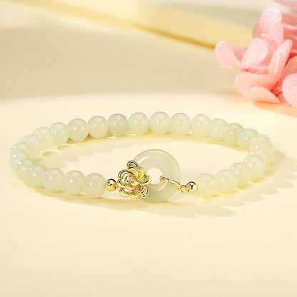 Chrysanthemum Jade Bracelet 925 Silver Floral Garden Jewelr