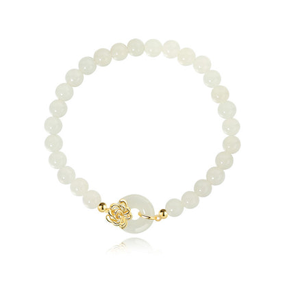 Chrysanthemum Jade Bracelet 925 Silver Floral Garden Jewelr