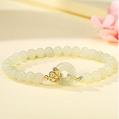 Chrysanthemum Jade Bracelet 925 Silver Floral Garden Jewelr