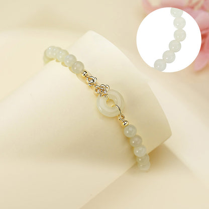 Chrysanthemum Jade Bracelet 925 Silver Floral Oriental Jewelry