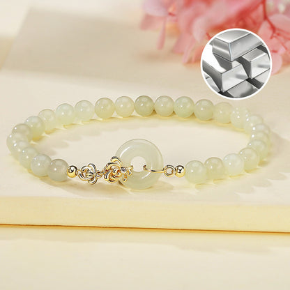 Chrysanthemum Jade Bracelet 925 Silver Floral Oriental Jewelry