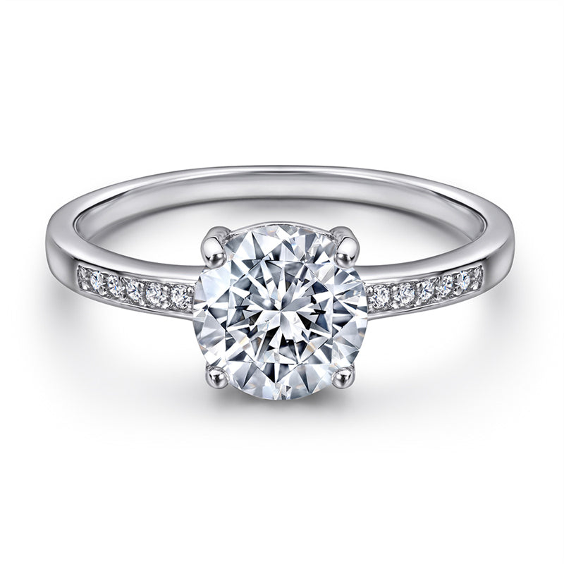 Classic 4-Prong Zircon Solitaire Ring - 925 Sterling Silver Round Cut Engagement Ring for Women