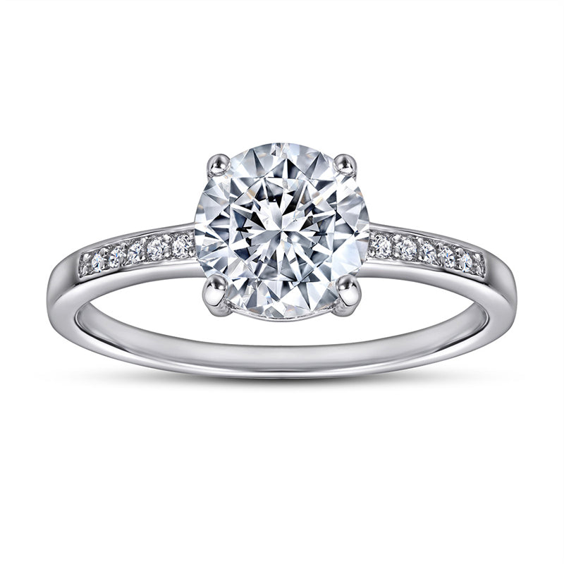 Classic 4-Prong Zircon Solitaire Ring - 925 Sterling Silver Round Cut Engagement Ring for Women