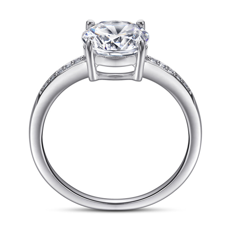 Classic 4-Prong Zircon Solitaire Ring - 925 Sterling Silver Round Cut Engagement Ring for Women