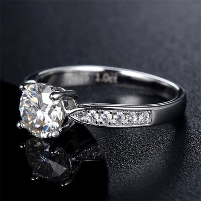 Classic Four-Prong Moissanite Eternity Ring - 925 Sterling Silver Diamond Simulant Band for Women