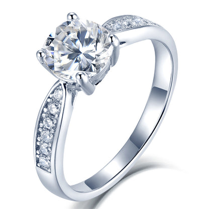 Classic Four-Prong Moissanite Eternity Ring - 925 Sterling Silver Diamond Simulant Band for Women