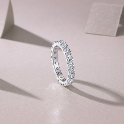 Classic Geometric Silver Ring with Moissanite
