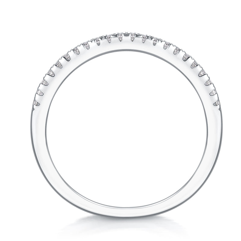 Classy Round Design Silver Ring with Moissanite Accents