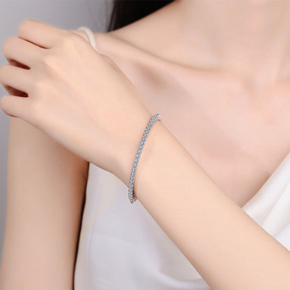 Coastal Theme Bangle 1.68ct Moissanite 46*56mm Shell Starfish Wave 925 Silver Rhodium