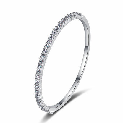 Coastal Theme Bangle 1.68ct Moissanite 46*56mm Shell Starfish Wave 925 Silver Rhodium