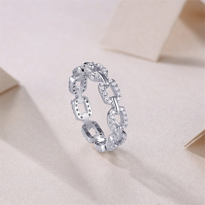 Contemporary 925 Silver Ring with Openwork Accent