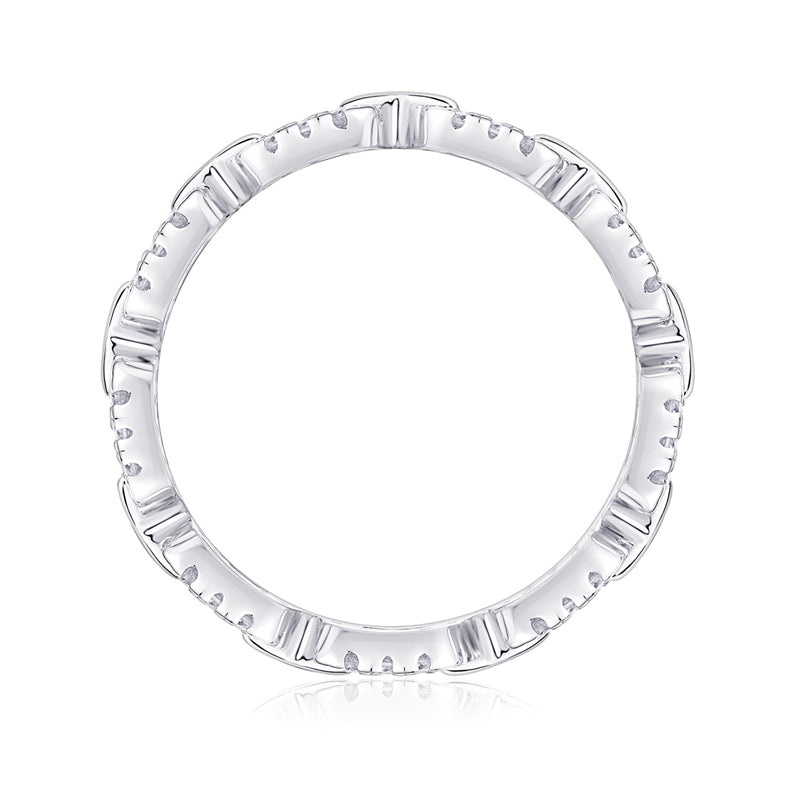 Contemporary 925 Silver Ring with Openwork Accent
