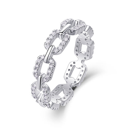 Contemporary 925 Silver Ring with Openwork Accent
