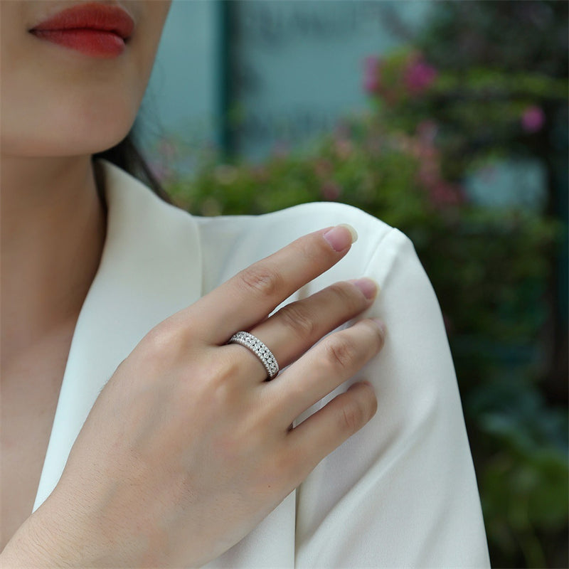 Contemporary Geometric Round Moissanite Ring