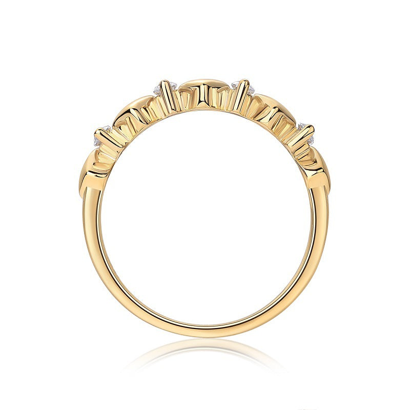 Contemporary Geometric Round Moissanite Ring