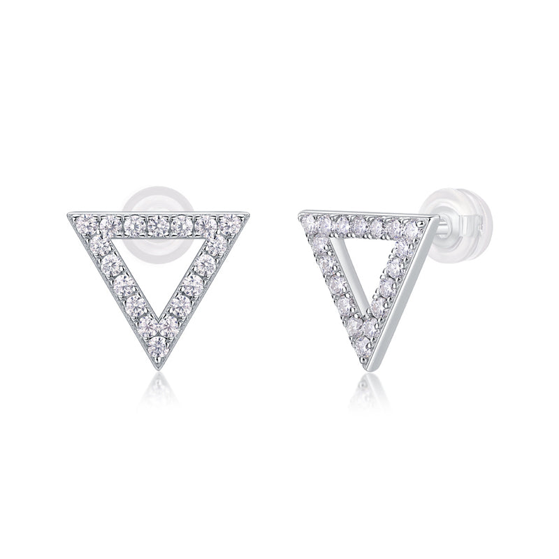 Contemporary Geometric Triangle Moissanite Studs