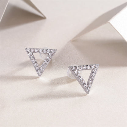 Contemporary Geometric Triangle Moissanite Studs