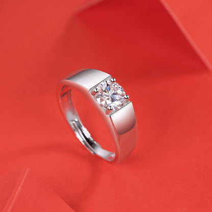 Contemporary Men’s Ring with Moissanite