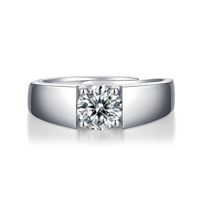 Contemporary Men’s Ring with Moissanite