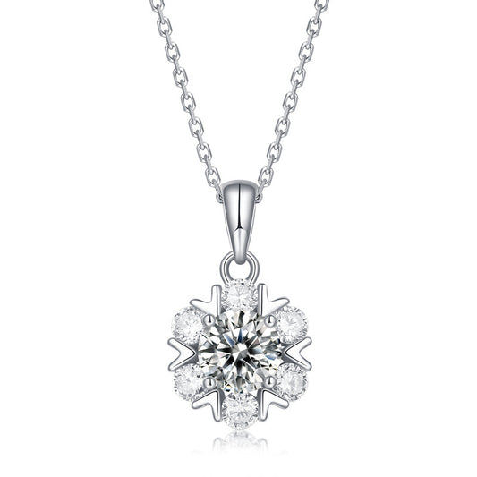 Contemporary Moissanite Necklace with Bead Chain Style