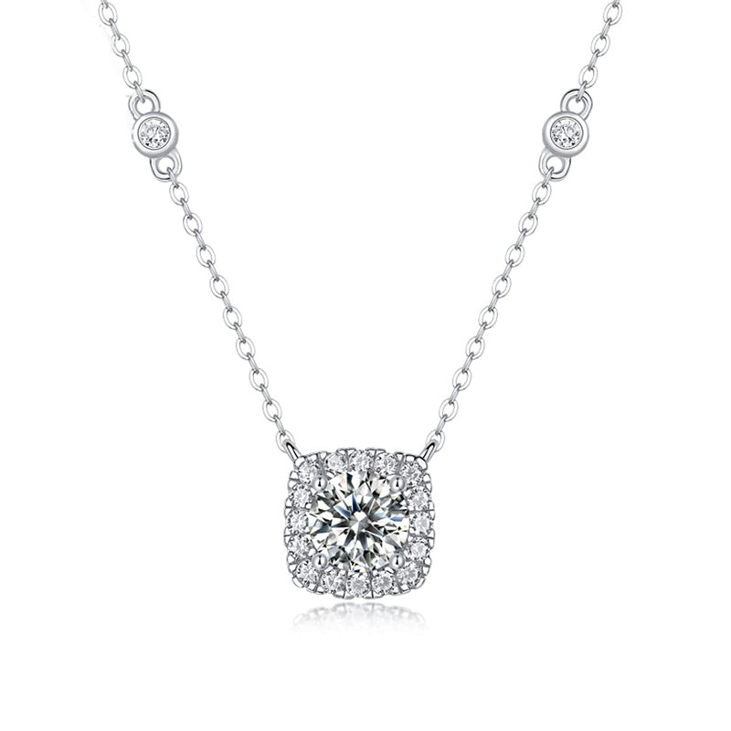 Contemporary Moissanite Necklace with Quadrilateral Design