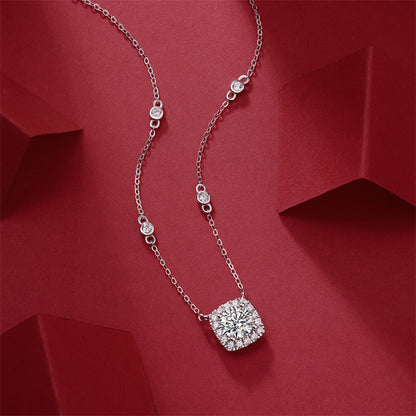 Contemporary Moissanite Necklace with Quadrilateral Design