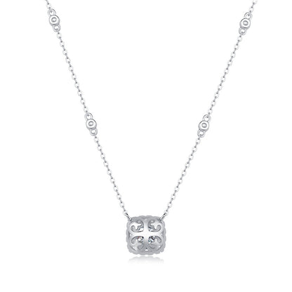 Contemporary Moissanite Necklace with Quadrilateral Design