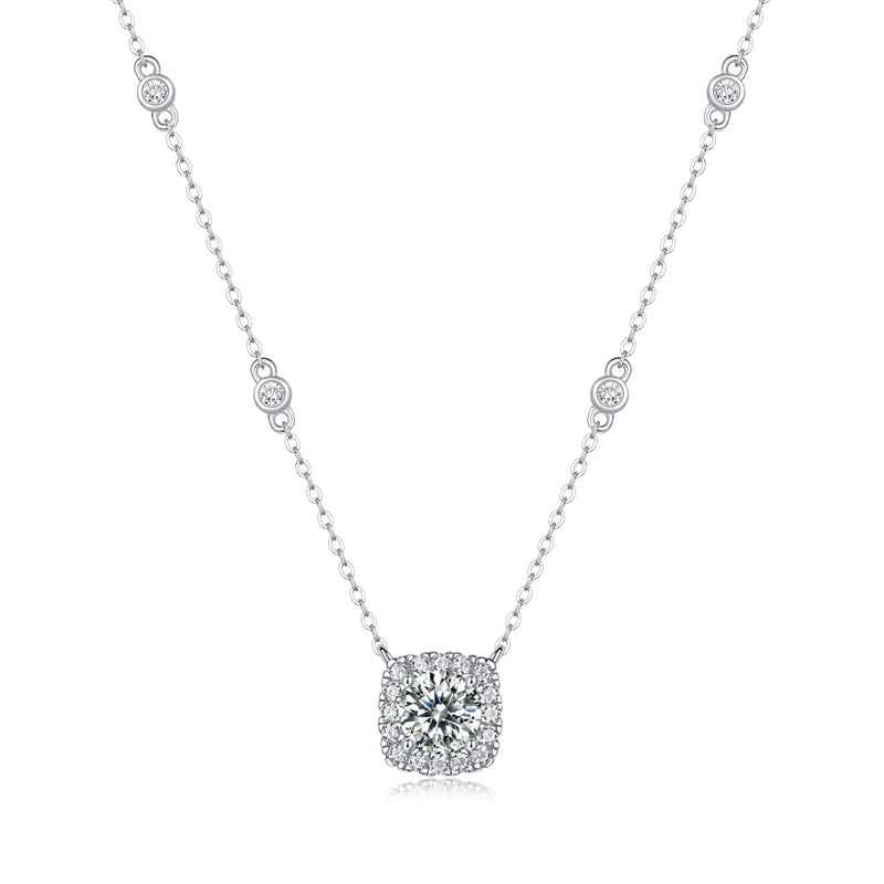 Contemporary Moissanite Necklace with Quadrilateral Design