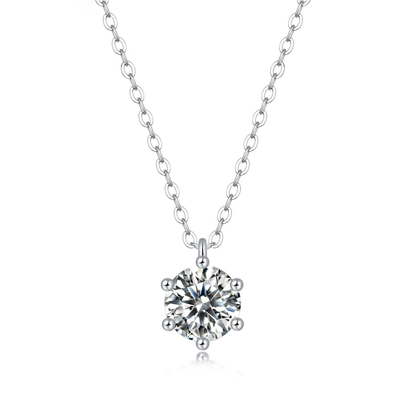 Contemporary Six-Prong Moissanite Necklace
