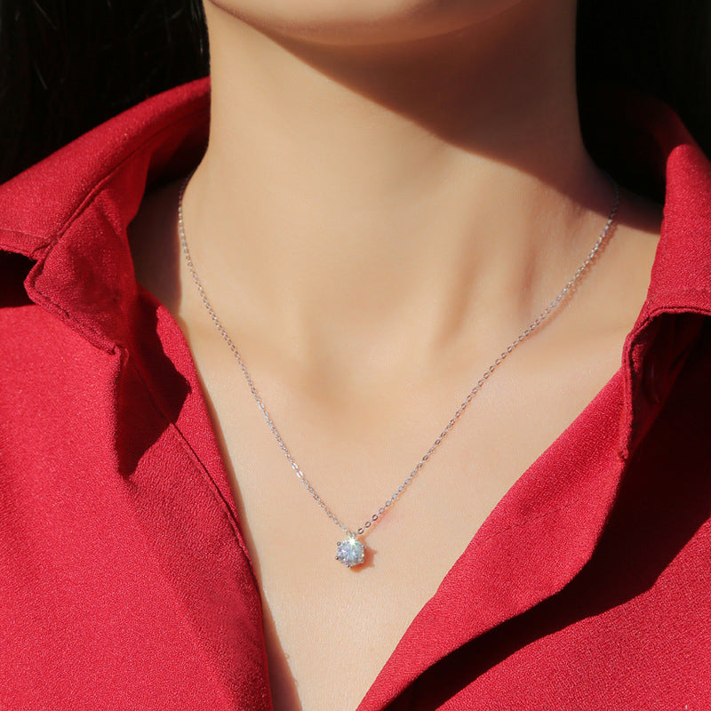 Contemporary Six-Prong Moissanite Necklace