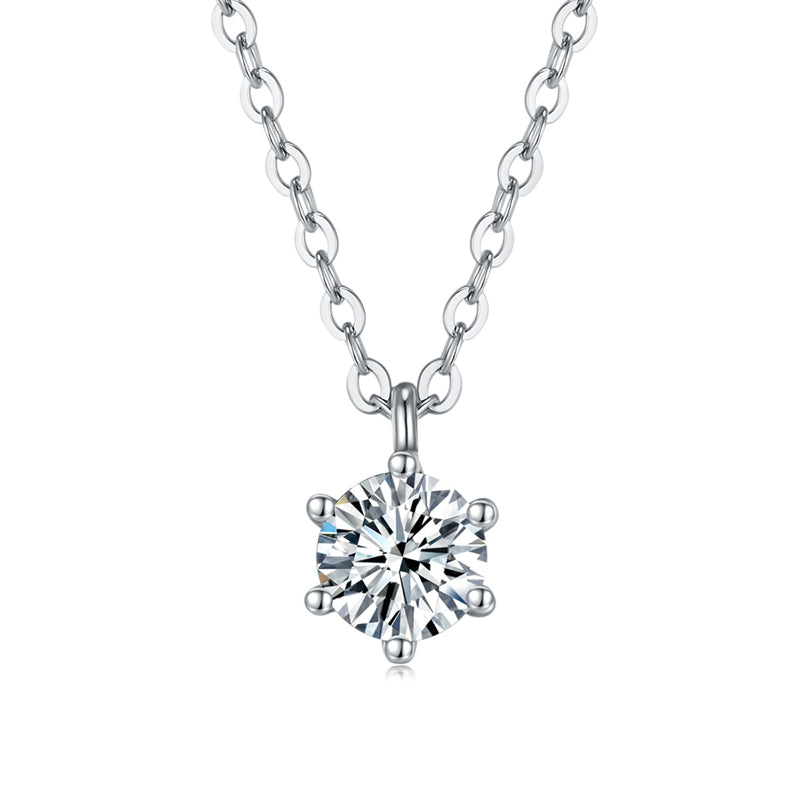 Contemporary Six-Prong Moissanite Necklace