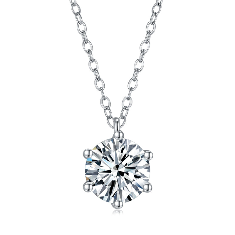 Contemporary Six-Prong Moissanite Necklace