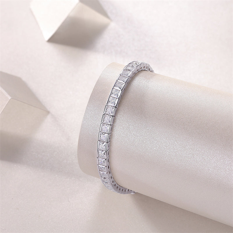 Contemporary Women's Silver Bracelet with Geometric Motifs