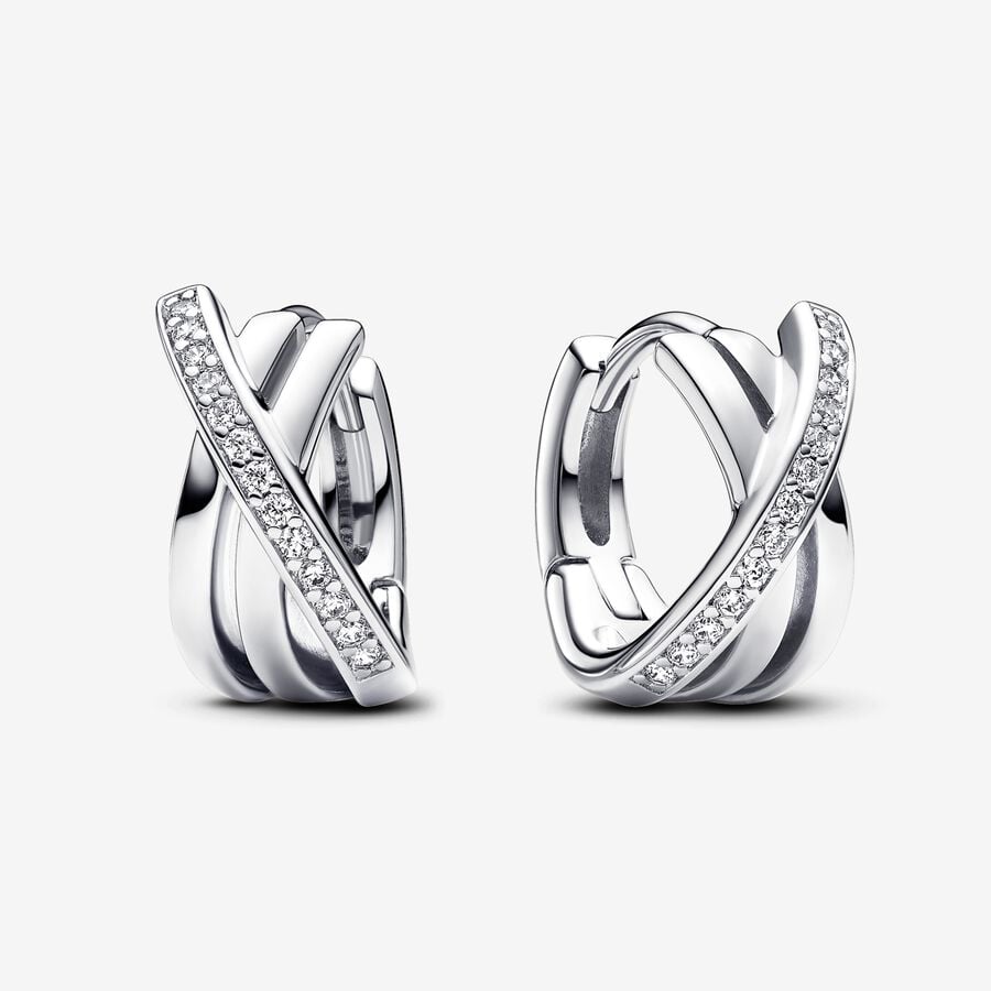 Crossover Pavé Hoop Earrings