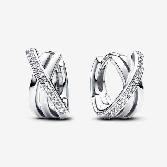 Crossover Pavé Hoop Earrings