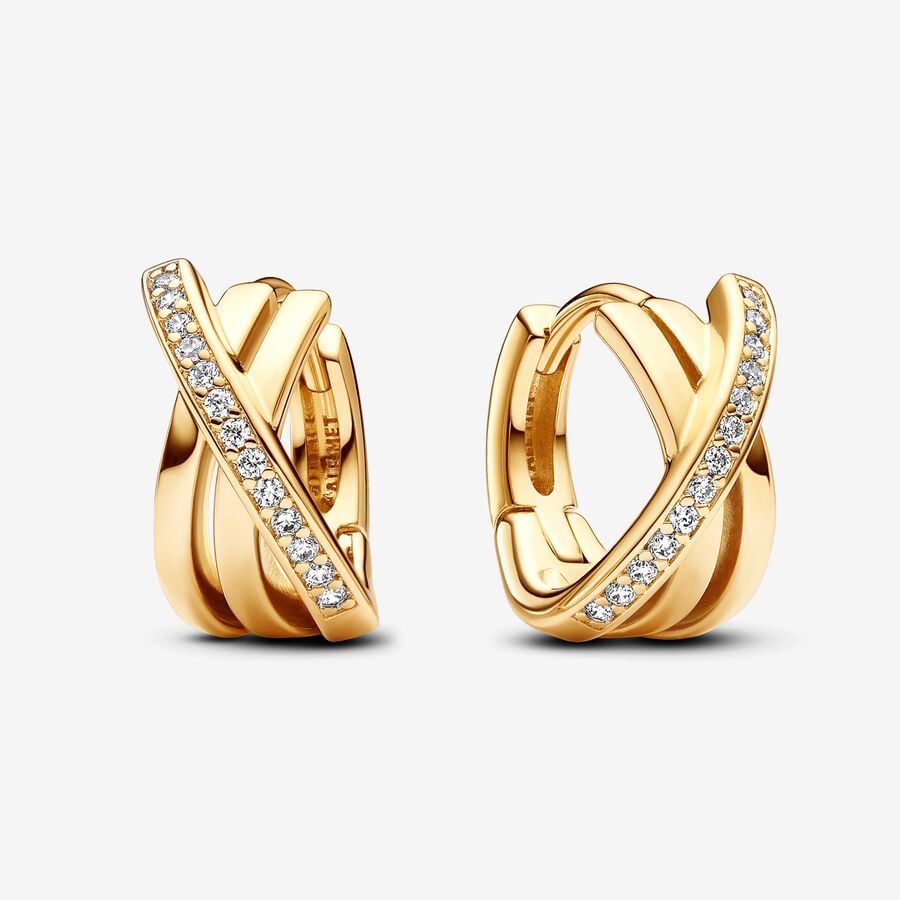 Crossover Pavé Hoop Earrings