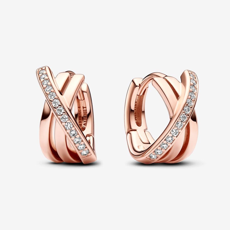 Crossover Pavé Hoop Earrings