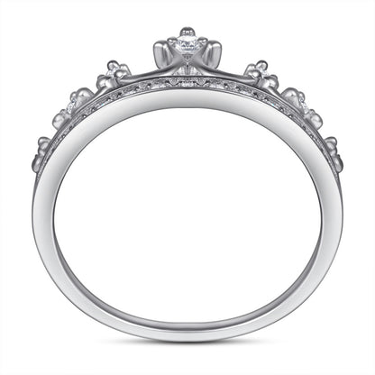 Crown Design Zircon Ring - 925 Sterling Silver Regal Jewelry for Women