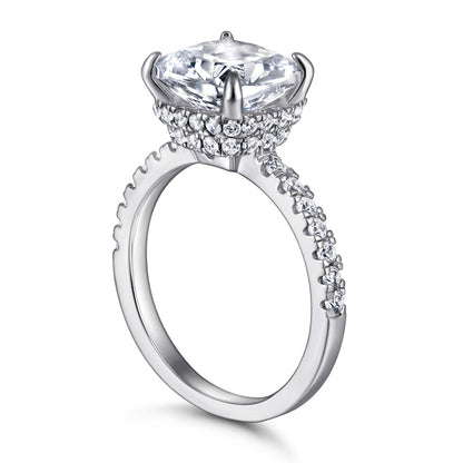 Cushion-Cut Zirconia 925 Silver Ring - Elegant Simulated Diamond Band