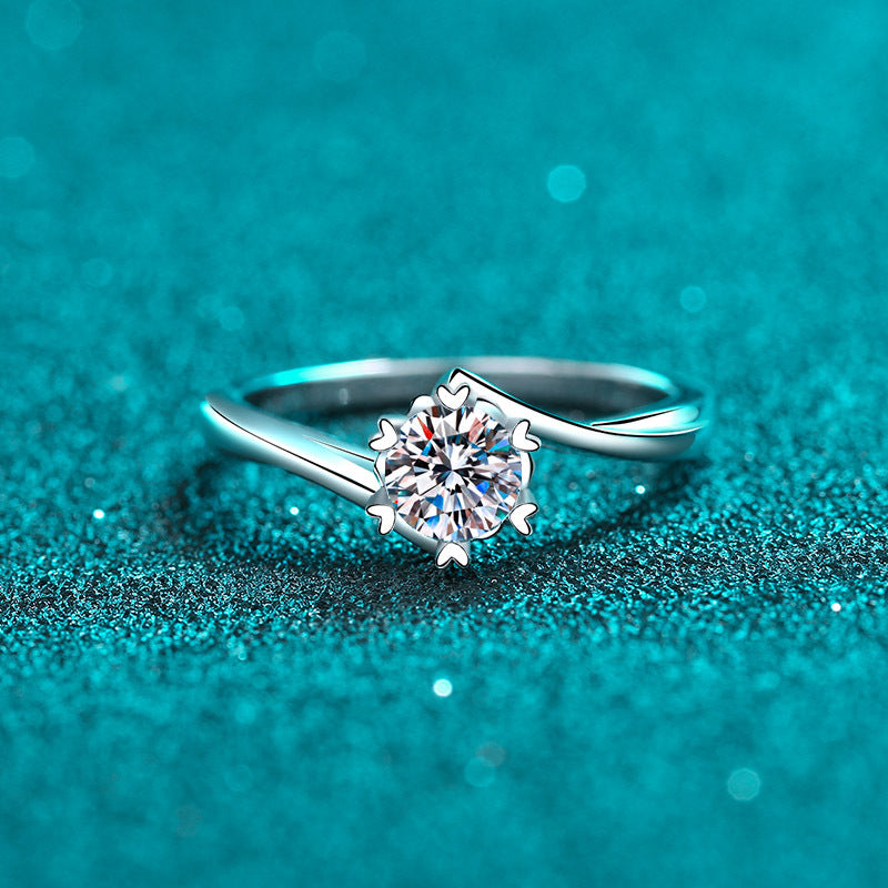 Dainty Snowflake Moissanite Ring in 925 Sterling Silver | 0.3ct & 0.5ct Options