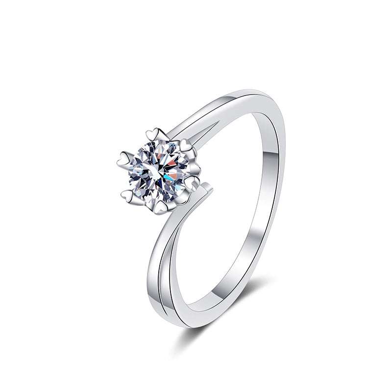 Dainty Snowflake Moissanite Ring in 925 Sterling Silver | 0.3ct & 0.5ct Options