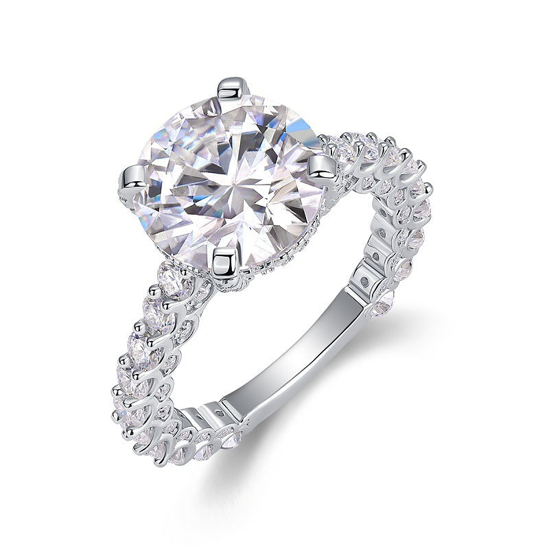 Dazzling Round Moissanite Ring in Sterling Silver